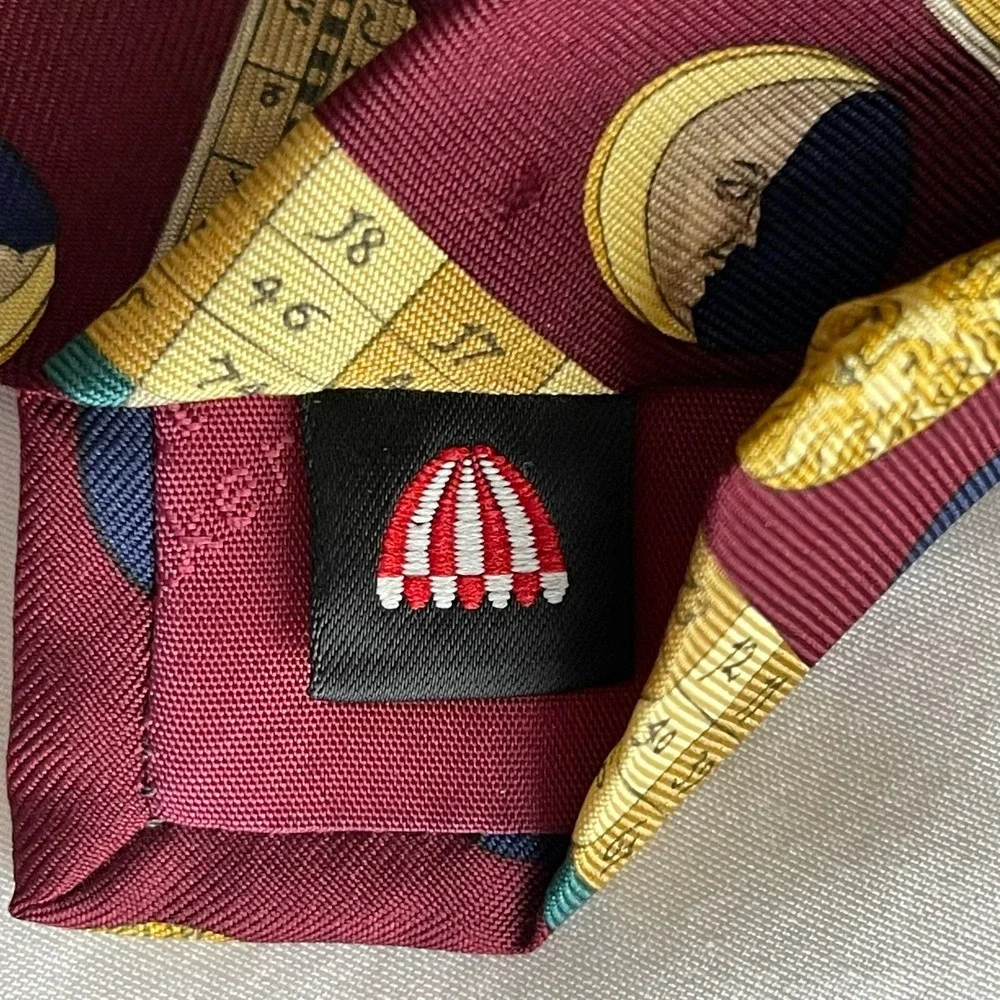 Vintage The Custom Shop Men's Burgundy Astrology Celestial Silk Necktie One Size